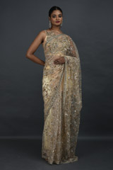 Beige Embellished Net Saree2071 video